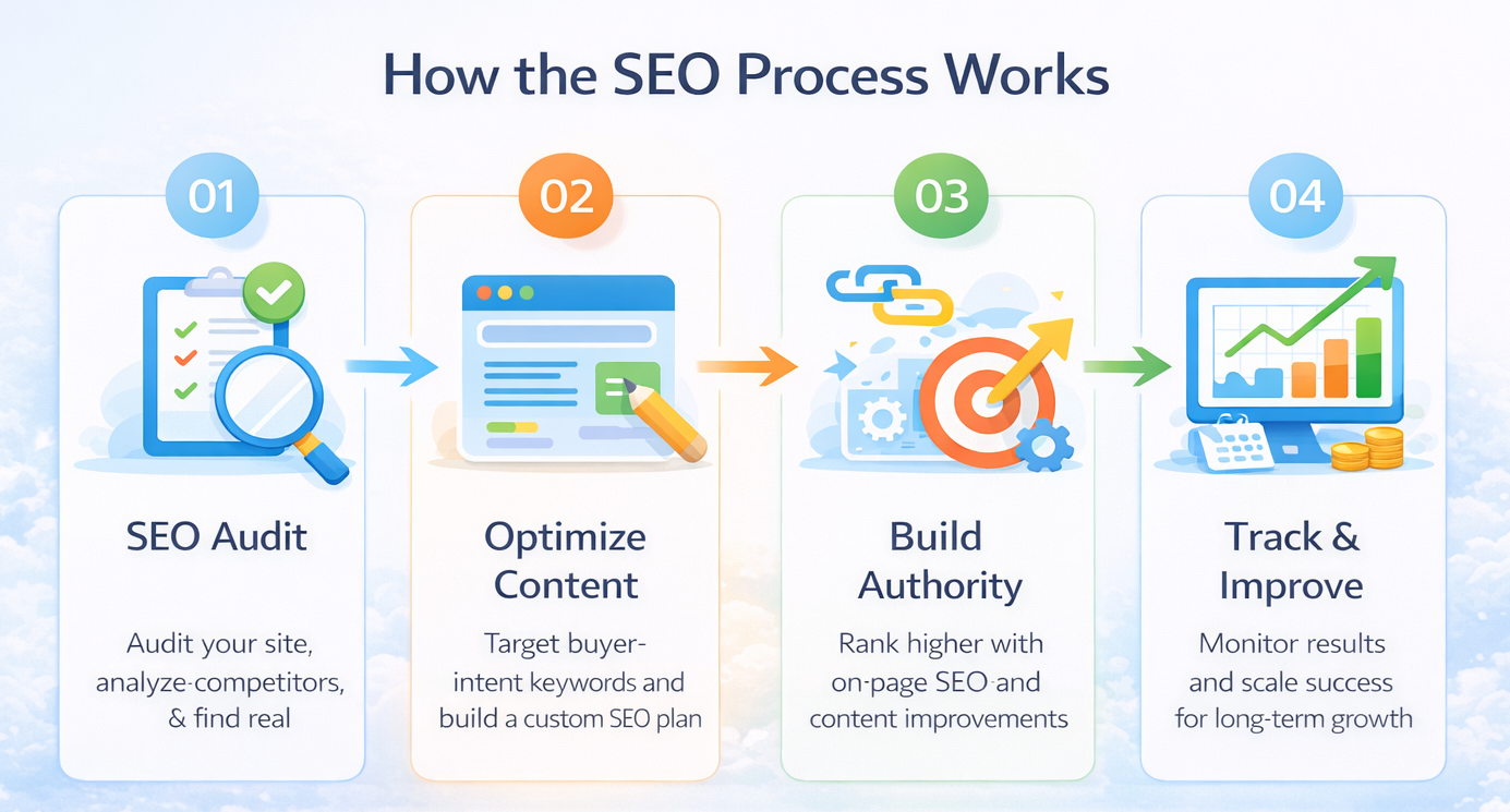 how seo process works infographic